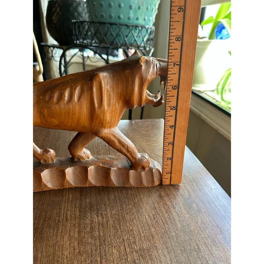 Vintage 70’s Hand Carved Wood Tiger